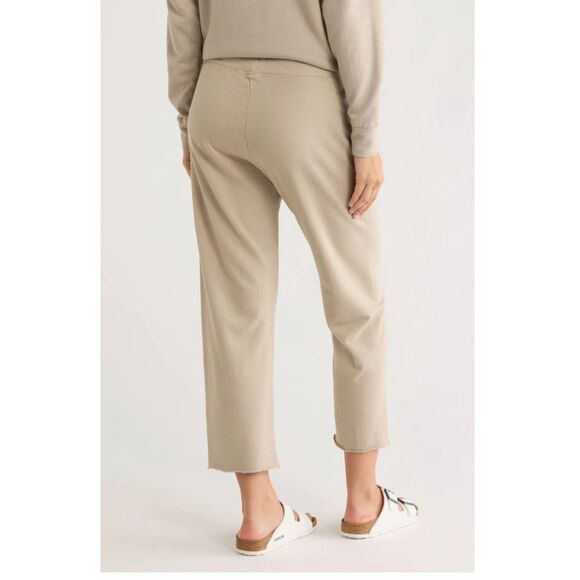 NEW James Perse French Terry Cutoff Raw Edge Sweatpants in Light Tan  2 / Medium - Picture 3 of 7